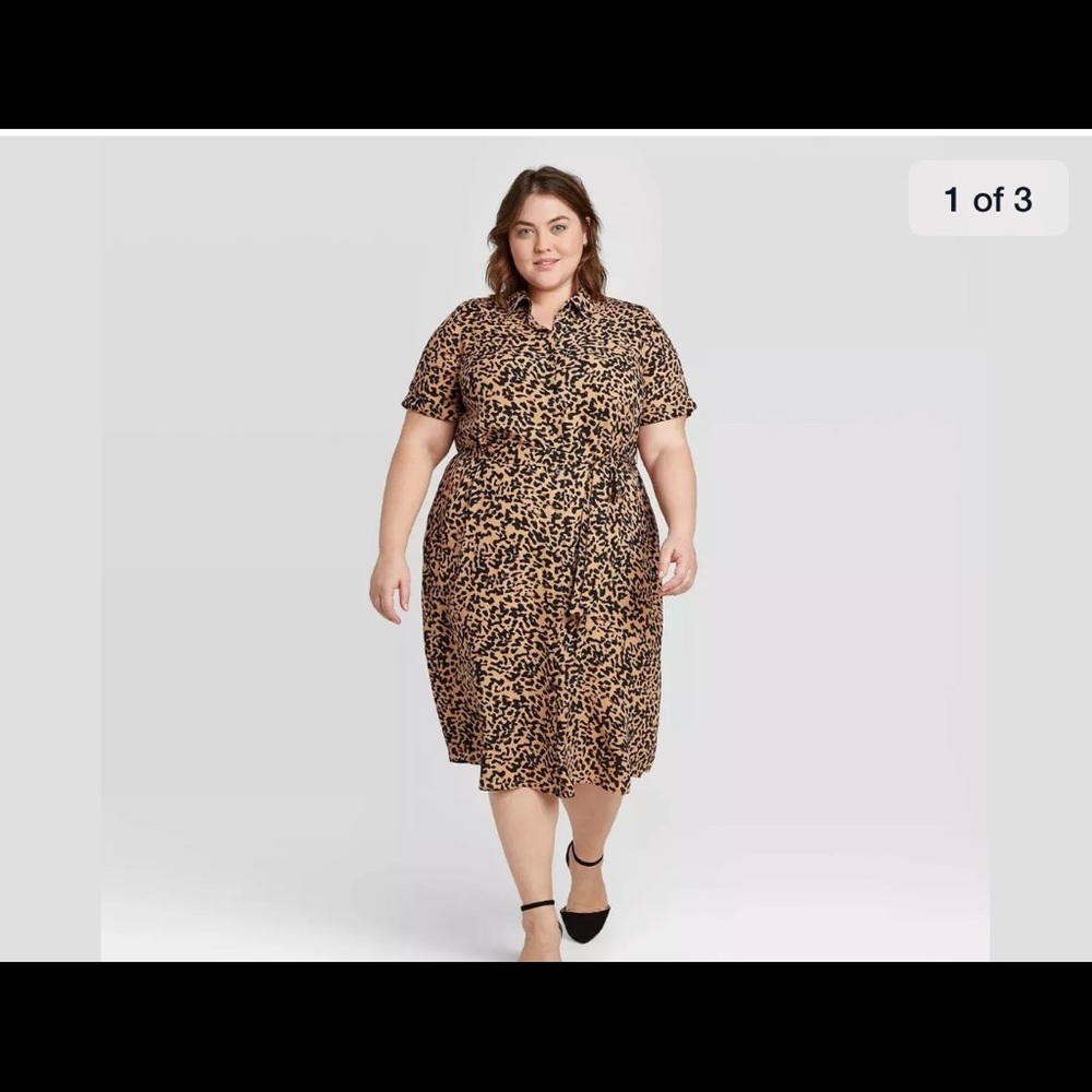 Ava & Viv Animal Print Short Sleeve Shirt dress